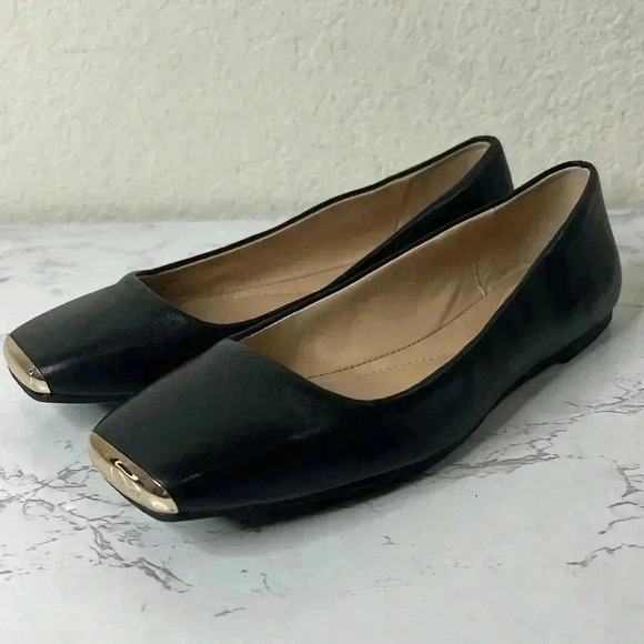 Alfani Neptoon Women Shoes Square Toe Flats Black Leather Size 5 M - Picture 1 of 16